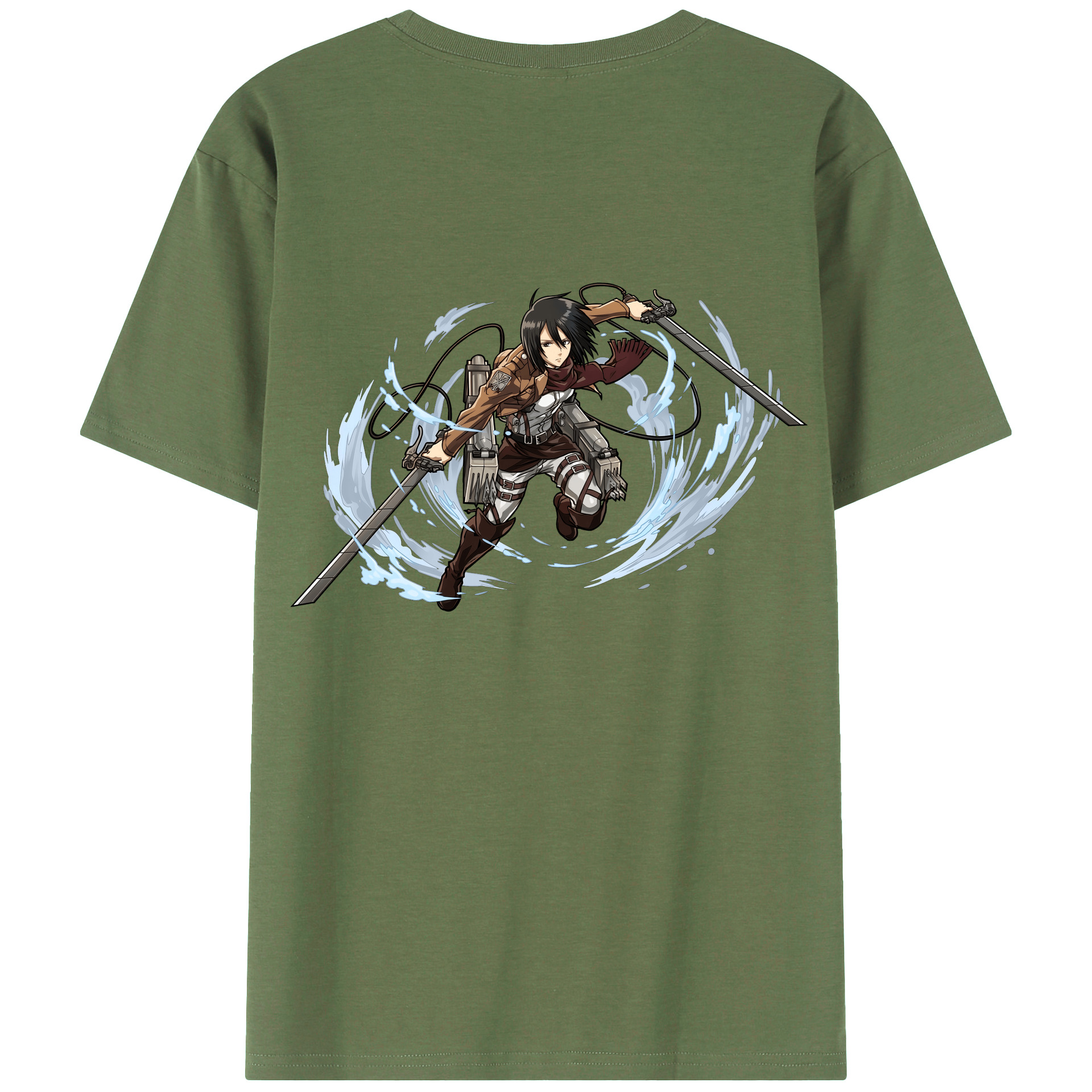 （画像用） 進撃の巨人 ミカサ·アッカーマン Attack on Titan Mikasa Ackerman 綿100％ メンズ半袖Tシャツ（バックプリント） 通気性